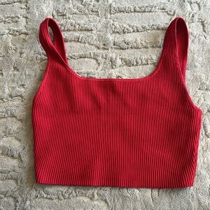 Aritzia Babaton Red Ribbed Crop Sculpt Tank Top Size Medium